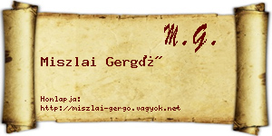 Miszlai Gergő névjegykártya