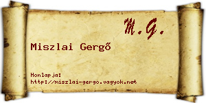 Miszlai Gergő névjegykártya